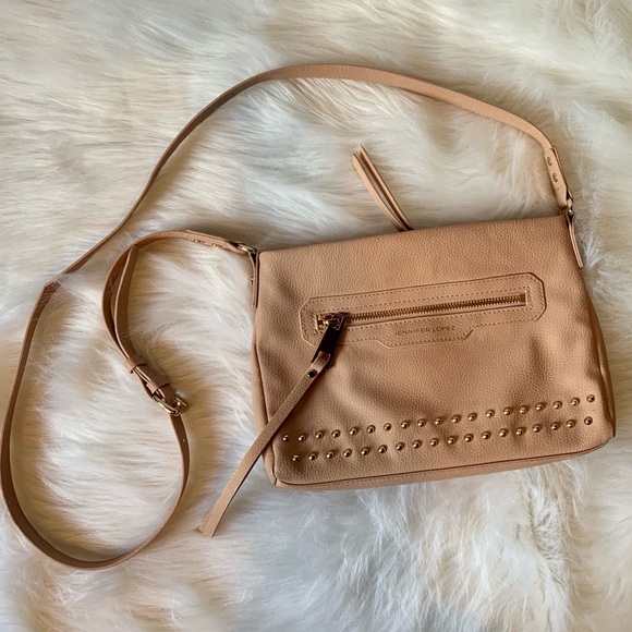 Jennifer Lopez Handbags - Jennifer Lopez Pink Studded Mini Crossbody Bag